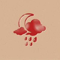 väder mulen regnig halvton stil ikon med grunge bakgrund vektor illustration