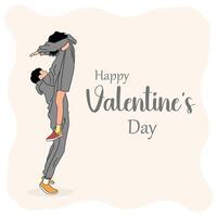 glücklich Valentinstag Tag romantisch Paar tanzen Sozial Medien Post vektor