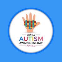 Vektor Illustration von Welt Autismus Bewusstsein Tag. Hände halten Puzzle Puzzle Herz Form. Gruß Karte, Banner Poster, Flyer und Hintergrund Design.