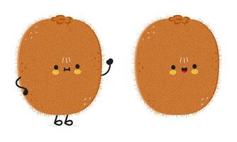 Kiwi Obst Charakter. Vektor Hand gezeichnet Karikatur kawaii Charakter Illustration Symbol. isoliert auf Weiß Hintergrund. Kiwi Obst Charakter Konzept