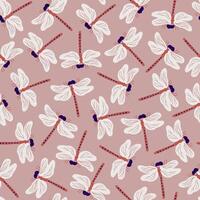 nahtlos Muster mit Libellen auf Rosa Hintergrund. Libellen wiederholen Muster zum Textil, Mode, Papier Design. bunt Frühling Sommer- Garten Vektor Illustration.