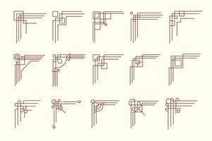 Chinesisch Rahmen Ecken. Chinesisch dekorativ Grenzen mit Zier traditionell Elemente, asiatisch elegant Zertifikat Grenzen. Vektor isoliert einstellen