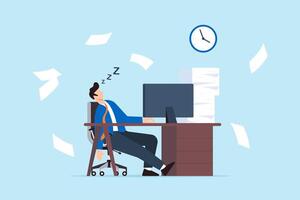 müde Geschäftsmann oder Mitarbeiter schlafend beim Arbeitsplatz vektor