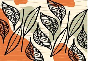 blad motiv tapet med trä spannmål bakgrund och fast grön och orange Färg vektor