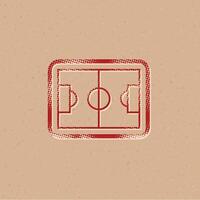 Fußball Feld Halbton Stil Symbol mit Grunge Hintergrund Vektor Illustration