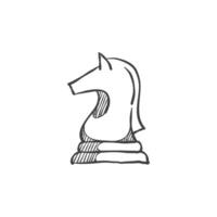 häst schack ikon i hand dragen klotter vektor