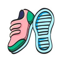 Schuhe Symbol im Hand gezeichnet Farbe Vektor Illustration