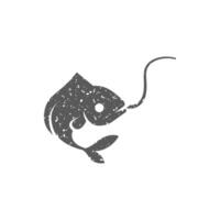 süchtig Fisch Symbol im Grunge Textur Vektor Illustration