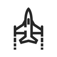 kämpe jet ikon i tjock översikt stil. svart och vit svartvit vektor illustration.