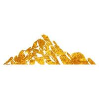 hand dragen bergen i guld folie textur vektor illustration