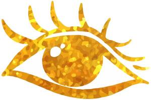 Auge Symbol im Gold Textur. Hand gezeichnet Vektor Illustration
