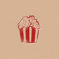 Popcorn Halbton Stil Symbol mit Grunge Hintergrund Vektor Illustration