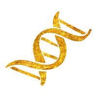 Hand gezeichnet DNA Stränge Symbol im Gold vereiteln Textur Vektor Illustration