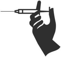 Impfung Symbol im schwarz und Weiß. Impfstoff Injektion mit Spritze. vektor
