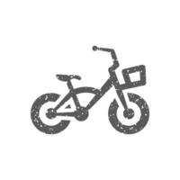 barn cykel ikon i grunge textur vektor illustration