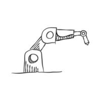 industriell Roboter Arm Symbol im Hand gezeichnet Gekritzel vektor