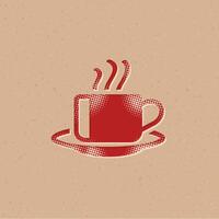 Kaffee Tasse Halbton Stil Symbol mit Grunge Hintergrund Vektor Illustration