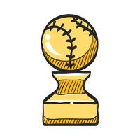 Baseball Trophäe Symbol im Hand gezeichnet Farbe Vektor Illustration