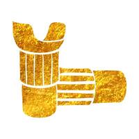 Hand gezeichnet Kamera Linse Symbol im Gold vereiteln Textur Vektor Illustration