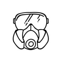 Respirator und Brille Symbol. Hand gezeichnet Vektor Illustration. editierbar Linie Schlaganfall