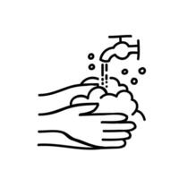 Hand Waschen Symbol. Hand gezeichnet Vektor Illustration. editierbar Linie Schlaganfall.