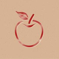 äpple halvton stil ikon med grunge bakgrund vektor illustration