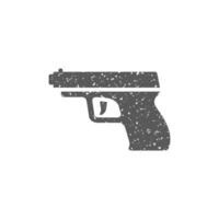 ärm pistol ikon i grunge textur vektor illustration