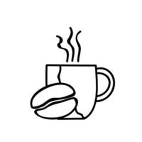 Trinken Tasse und Kaffee Bohne Symbol. Hand gezeichnet Vektor Illustration. editierbar Linie Schlaganfall