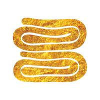 hand dragen vikta handduk ikon i guld folie textur vektor illustration