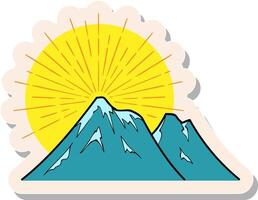 Hand gezeichnet Berge im Aufkleber Stil Vektor Illustration