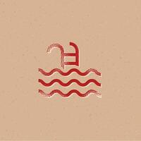 Schwimmen Schwimmbad Halbton Stil Symbol mit Grunge Hintergrund Vektor Illustration