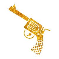 hand dragen ärm pistol i årgång i guld folie textur vektor illustration