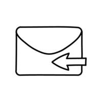 Antworten Email Symbol. Hand gezeichnet Vektor Illustration. editierbar Linie Schlaganfall.