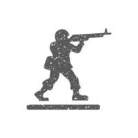 leksak soldat ikon i grunge textur vektor illustration