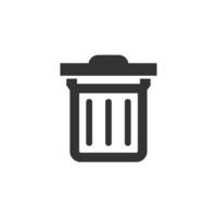 Müll Behälter Symbol im dick Gliederung Stil. schwarz und Weiß einfarbig Vektor Illustration.