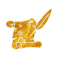 Hand gezeichnet alt Papier Karte Symbol im Gold vereiteln Textur Vektor Illustration