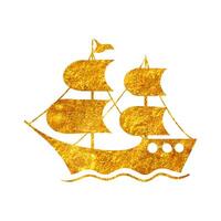 Hand gezeichnet Pirat Schiff Symbole im Gold vereiteln Textur Vektor Illustration