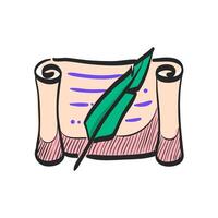 Brief Feder Stift Symbol im Hand gezeichnet Farbe Vektor Illustration