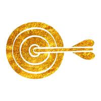 Hand gezeichnet Pfeil bullseye Symbol im Gold vereiteln Textur Vektor Illustration