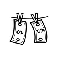 Geld Wäsche Symbol. Hand gezeichnet Vektor Illustration.