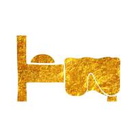 hand dragen hotell symbol ikon i guld folie textur vektor illustration