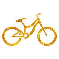 hand dragen berg cykel ikon i guld folie textur vektor illustration