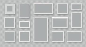realistisk vit fyrkant och rektangel tömma Foto ramar. vägg bild, målning eller affisch ram mockups. 3d modern fotoramar vektor uppsättning