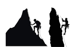 klättrande man silhuett, vandring man klättrande silhuett silhuett av en man vandring på fjäll, vandring klättrande silhuett vektor