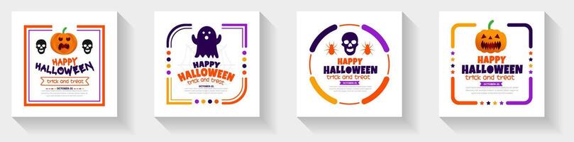 31 oktober Lycklig halloween social media posta baner design mall uppsättning med pumpor och bua. använda sig av till bakgrund, baner, plakat, fest inbjudan kort, bok omslag och affisch design. vektor