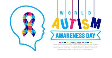 värld autism medvetenhet dag bakgrund mall använda sig av till baner, kort, hälsning kort, affisch, bok omslag, plakat, Foto ram, social media posta baner mall. berömd i 2 april. vektor