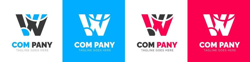 företags- modern företag kreativ minimal företag brev w logotyp ikon vektor design mall uppsättning.