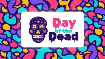 dag av de död, dia de los muertos, dia de muertos färgrik mexikansk skalle mönster bakgrund design mall. traditionell mexikansk Semester affisch, fest flygblad, hälsning kort, baner och bakgrund. vektor