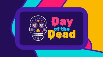 dag av de död, dia de los muertos, dia de muertos färgrik mexikansk skalle konst bakgrund design mall. traditionell mexikansk Semester affisch, fest flygblad, hälsning kort, baner och bakgrund. vektor