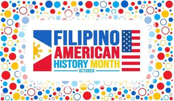 Oktober ist Filipino amerikanisch Geschichte Monat Hintergrund Vorlage. Urlaub Konzept. Hintergrund, Banner, Plakat, Karte, und Poster Design Vorlage mit Text Inschrift und Standard Farbe. Vektor